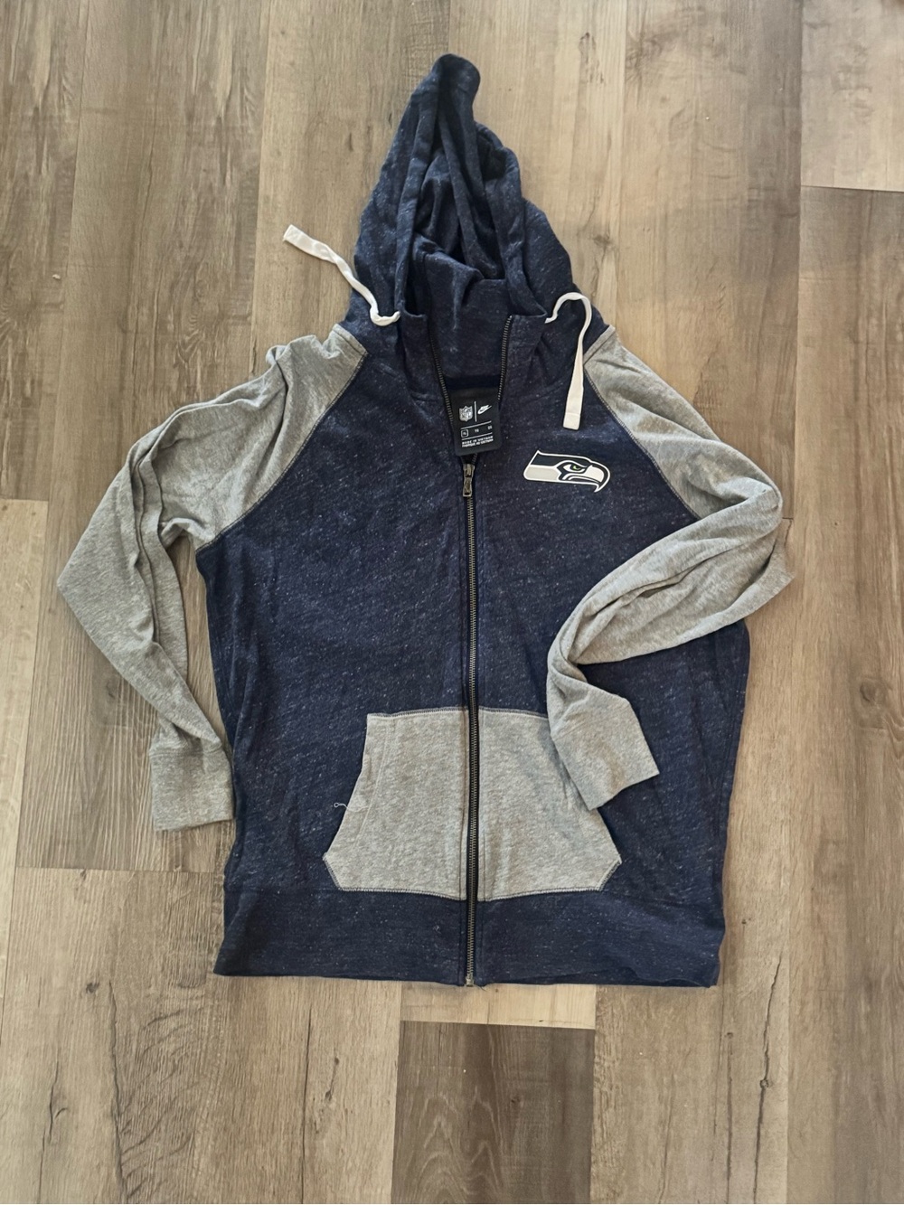 Nike Seahawks Men's Navy and Gray Zip Hoodie Sweater